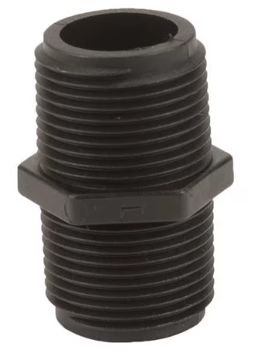 Hex Nipple, Polypropylene, 3/4", Schedule 80, 300 psi Max Pressure