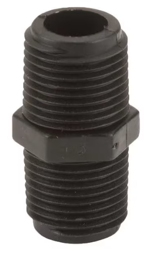 Hex Nipple, Polypropylene, 1/2", Schedule 80, 300 psi Max Pressure